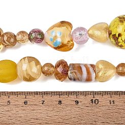 Handgefertigtes Folienglas mit Strängen aus Goldsand-Bunte Malerei-Perlen&nbsp;FOIL-Q002-08G
