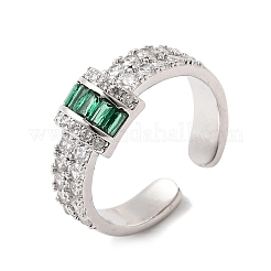 Bagues ouvertes en laiton avec micro pavé de zircones cubiques pour femmes&nbsp;RJEW-L343-04P-02