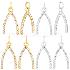 8 pièces 2 couleurs placage en laiton micro pave pendentifs en zircone cubique&nbsp;KK-BBC0027-82