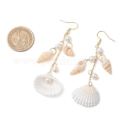 Серьги-подвески в форме ракушки из нержавеющей стали 304 EJEW-JE06382-02