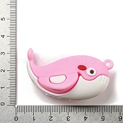 PVC 3D プラスチックペンダント  キーホルダーバッグ吊り下げ飾り  クジラ  パールピンク  48x23.5x25mm  穴：2mm&nbsp;PVC-L002-01A