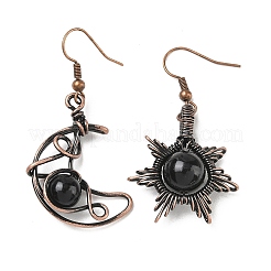 Boucles d'oreilles naturelles pendentif obsidienne&nbsp;G-H359-07R-08