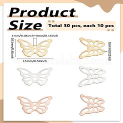 30 шт. 3-х цветные подвески из нержавеющей стали 304&nbsp;STAS-LP0004-10