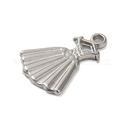 変色しない304ステンレススチールペンダント  ドレスのチャーム  ステンレス鋼色  20x13x2mm  穴：1.6mm&nbsp;STAS-N103-47P