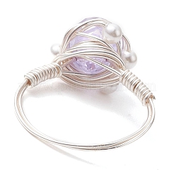 Круглые стеклянные и ракушечные перстни RJEW-JR00795