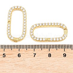 Овальные латунные кольца с микропаве из прозрачного кубического циркония с пружинным затвором&nbsp;KK-C162-093G