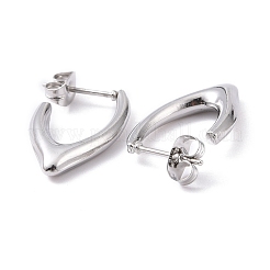 変色しない304ステンレススチールのV字スタッドピアス  女性用ハーフフープピアス  ステンレス鋼色  21.5x13x3mm  ピン：0.9mm&nbsp;EJEW-G293-26P