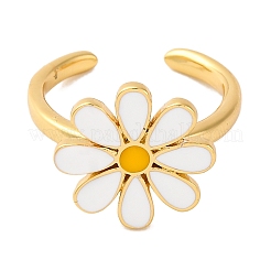 Anelli con polsino aperto in ottone smaltato con fiore placcato per donna&nbsp;RJEW-S242-10B