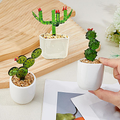 3 pièce de décoration d'affichage de cactus en lampwork de 3 styles&nbsp;DJEW-DC0001-16B