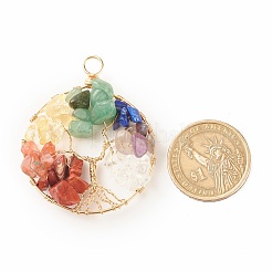 Большие подвески из медной проволоки из натурального камня&nbsp;PALLOY-JF01434-02