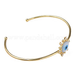 Браслет-манжета с открытой манжетой от злого глаза с синтетической бирюзой&nbsp;BJEW-N012-041