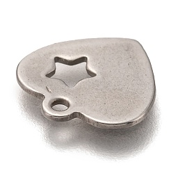 変色しない201ステンレススチールチャーム  レーザー切断  スターとハート  ステンレス鋼色  13.5x13x1mm  穴：1.4mm&nbsp;STAS-I172-14P
