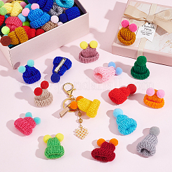 60 шт. 2 стиля шерстяной плетеной шапки ручной работы с украшением AJEW-NB0005-60