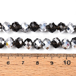 電気メッキガラスビーズセット  半パール光沢メッキ  多面カット  ロンデル  ライトグレー  8x6mm  穴：1mm  約60~62個/連  39~40cm&nbsp;LS-GR8MMY-01S