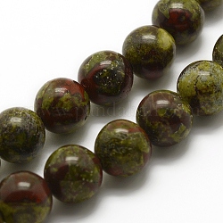 Chapelets de perles de sang de dragon naturel, ronde, 10mm, Trou: 1mm, Environ 38 pcs/chapelet, 15.3 pouce (39 cm)