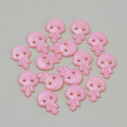 Boutons acryliques avec 2 trou, fille, rose, 18x13x2.5mm, Trou: 1.5~2mm