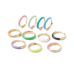 Эмалевое регулируемое кольцо, настоящие 18-каратные позолоченные латунные украшения для женщин, без свинца и без кадмия, разноцветные, размер США 6 ~ размер США 7 3/4 ((16.5 мм ~ 17.9 мм)