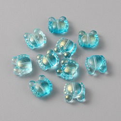 Normali perle di vetro, piccolo granchio, ciano, 12.5x13.5x7mm, Foro: 1.2 mm