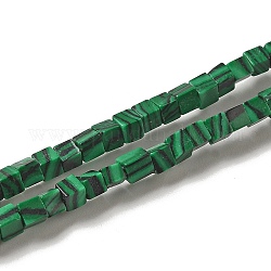 Synthétiser des brins de perles de malachite, cube, 2~2.5x2.5~3.5x2.5~3mm, Trou: 0.4mm, Environ 157~165 pcs/chapelet, 14.96~15.75'' (38~40 cm)