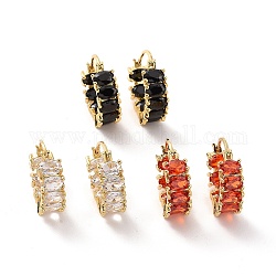 Овальные серьги-кольца с кубическим цирконием, настоящие 18-каратные позолоченные латунные украшения для женщин, разноцветные, 20.5x6.5x18 мм, штифты : 0.6x0.7~1.3 мм