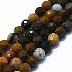 Natürliche ozean achat / ozean jaspis perlen stränge, facettiert (64 Facetten), Runde, 6 mm, Bohrung: 0.8 mm, ca. 62~67 Stk. / Strang, 15.16~15.55 Zoll (38.5~39.5 cm)