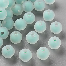 Perles en acrylique transparente, mat, Perle en bourrelet, ronde, aigue-marine, 9.5x9mm, Trou: 2mm, environ 960 pcs/500 g
