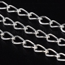 Iron Twisted Chains, Unwelded, Silver Color Plated, Ring: about 3.5mm wide, 5.5mm long, 0.5mm thick