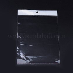 Sacs de cellophane de film de perle, matériel opp, scellage auto-adhésif, avec trou de suspension, rectangle, clair, 24x15 cm, épaisseur unilatérale: 0.023 mm, mesure intérieure: 18x15 cm, dop: 15x2.5 cm