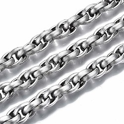 304 Stainless Steel Rope Chains, with Spool, Unwelded, Stainless Steel Color, 14x10.7x3.5mm, about 16.4 Feet(5m)/roll