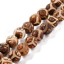 Motif de dos tortue rouille de style tibétain perles dzi, perles naturelles rondes en agate, Style mat, 8mm, Trou: 2mm, Environ 37 pcs/chapelet, 14.9 pouce