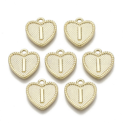 Alloy Pendants, Cadmium Free & Nickel Free & Lead Free, Heart with Letter, Real 18K Gold Plated, Letter.I, 16x15x2mm, Hole: 2mm