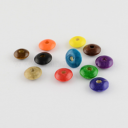 Des perles en bois naturel, teinte, sans plomb, rondelle, couleur mixte, 13~14x5~6mm, Trou: 3~3.5mm, environ 3000 pcs/1000 g