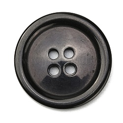 Пуговицы из смолы, окрашенные, плоско-круглые, чёрные, 25x3 мм, отверстие : 2 мм, 98 шт / пакет