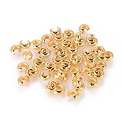 Brass Crimp Beads Covers, Golden Color, Size: About 4mm In Diameter, Hole: 1.5~1.8mm