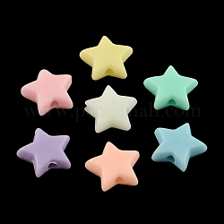Abalorios acrílicos opacos, estrella, color mezclado, 10x10x4mm, agujero: 2 mm
