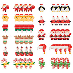 Ahadermaker 55 Stück 11 Stile undurchsichtige Weihnachtsharz-Cabochons, Rentier & Hut & Schneemann & Weihnachtsmann, Mischformen, Mischfarbe, 21.5~32x13~25x4~9.5 mm, 5pcs / style