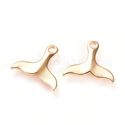 Brass Pendants, Whale Tail Shaped, Nickel Free, Real 18K Gold Plated, 19x21.5x2mm, Hole: 3mm