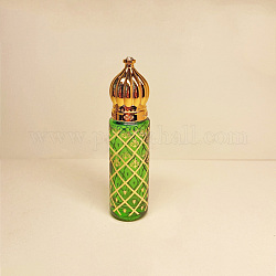 Bouteilles à billes en verre de style arabe, bouteille rechargeable d'huile essentielle, pour les soins personnels, vert jaune, 2x7.9 cm, capacité: 6 ml (0.20 oz liq.)