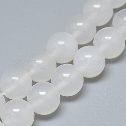 Natürlichen weißen Achat Perlen Stränge, Klasse A, Runde, 10~10.5 mm, Bohrung: 0.7 mm, ca. 38 Stk. / Strang, 15.16 Zoll (38.5 cm)