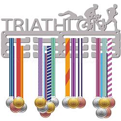 Porte-médaille de fer, présentoir à médailles, cadre porte-médaille, avec épingles d'écartement, triathlon, des sports, 130x290mm, Trou: 5mm