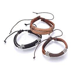 Lederband Multi-Strang-Armbänder, mit Wachsschnur, Mischfarbe, 2-1/8 Zoll (5.5 cm) ~ 3-3/8 Zoll (8.5 cm)