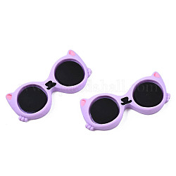 Cabochons en résine opaque, lunettes en forme de chat, lilas, 17x35.5x4.5mm