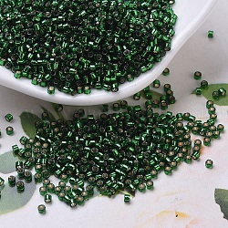 Miyuki Delica Perlen, Zylinderförmig, japanische Saatperlen, 11/0, (db0148) silber gesäumter smaragd, 1.3x1.6 mm, Bohrung: 0.8 mm, ca. 2000 Stk. / 10 g