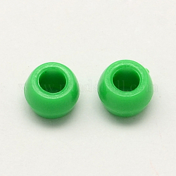 Opaque Acrylic European Beads, Large Hole Rondelle Beads, Green, 8~9x6mm, Hole: 4mm, about 132pcs/30g