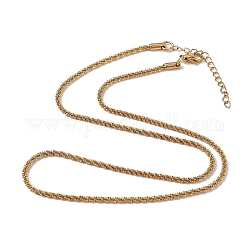 Placage ionique (ip) 304 collier de chaîne de corde d'os d'acier inoxydable pour des femmes, or, 18.15 pouce (46.1 cm), large: 2.3 mm