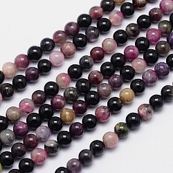 Natural Tourmaline Round Bead Strands, 6mm, Hole: 1mm, about 66pcs/strand, 15.5 inch