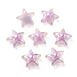 Placage uv perles acryliques transparentes irisées arc-en-ciel, deux tons, étoiles du nord, violette, 15.5~16x16.5x9.5mm, Trou: 2.6mm
