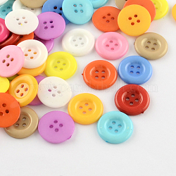 Пластиковые кнопки 4-отверстие, плоско-круглые, разноцветные, 18x2.5 мм, отверстие : 2 мм