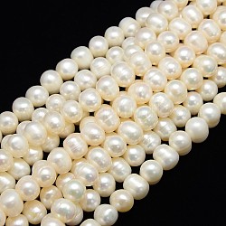 Brins de perles de culture d'eau douce naturelles, pomme de terre, blanc crème, 10~11mm, Trou: 0.8mm, Environ 40 pcs/chapelet, 13.77 pouce ~ 14.17 pouces