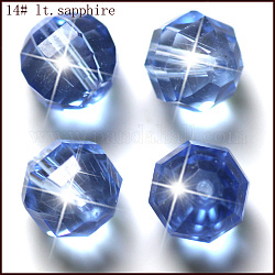 Perles d'imitation cristal autrichien, grade AAA, facette, ronde, lumière bleu ciel, 6mm, Trou: 0.7~0.9mm